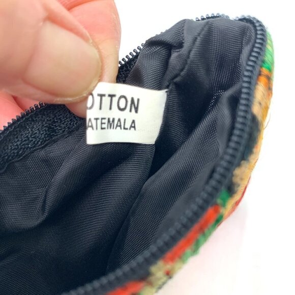 Embroidered Floral Cotton Zip Wallet-Red/Orange/Green/Black, Guatemala 4.5"x3.5" - Picture 5 of 6